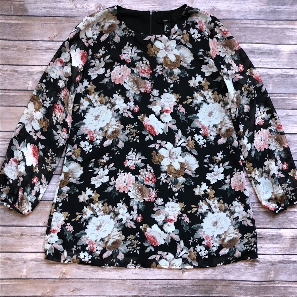 Long sleeve mini dress.